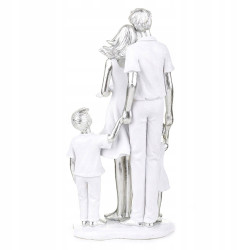 FIGURKA KOCHAJĄCA SIĘ RODZINA Z DZIEĆMI 25cm BIAŁA SREBRNA PARA