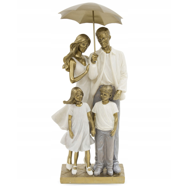 FIGURKA RODZINA POD PARASOLEM ZŁOTA 38x16