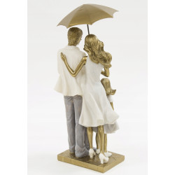 FIGURKA RODZINA POD PARASOLEM ZŁOTA 38x16