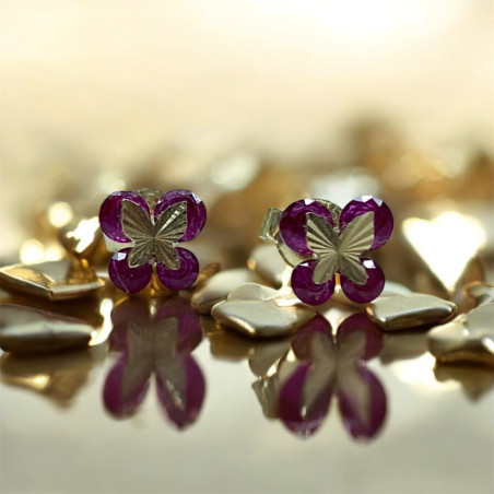 Złote kolczyki motylki z cyrkonią