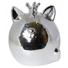 SKARBONKA CERAMICZNA KOT Z KORONĄ SREBRNY 15 cm
