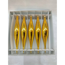 ZESTAW 5 SOPLI 19 CM KOLOR ZŁOTY POŁYSK