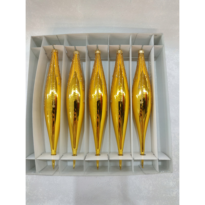 ZESTAW 5 SOPLI 19 CM KOLOR ZŁOTY POŁYSK