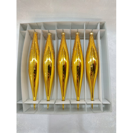 ZESTAW 5 SOPLI 19 CM KOLOR ZŁOTY POŁYSK