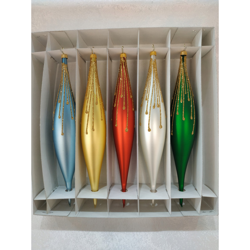 ZESTAW 5 SOPLI 19 CM KOLOROWE MAT POLSKIE RĘCZNIE ZDOBIONE