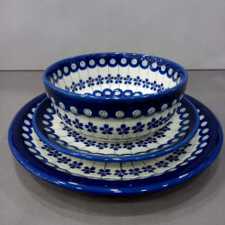 BOLESŁAWIEC SERWIS OBIADOWY KOMPLET TALERZY Z MISKAMI 600 ML DEK 166 GAT 1