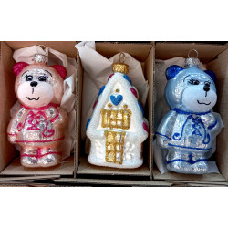 ZESTAW 3 SZT Bombki MISIE CHOINKOWE POLSKA SZKLANA RĘCZNIE MALOWANA