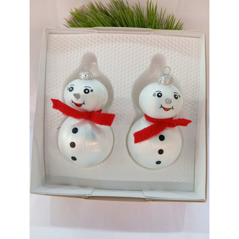 ZESTAW 2 szt BOMBKA SZKLANA BAŁWANEK POLSKIE RĘCZNIE ROBIONE