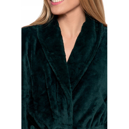 CIEPŁY SZLAFROK DAMSKI TŁOCZONA PANTERKA WIĄZANY MORAJ L