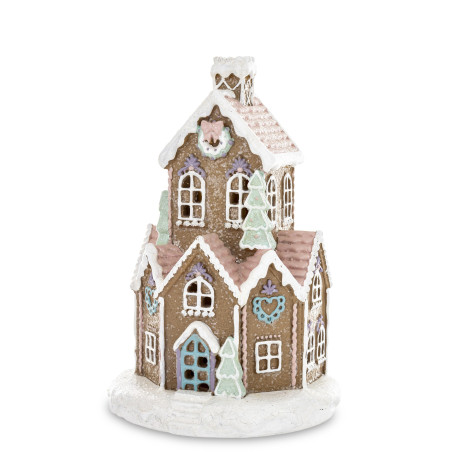 Świąteczny Domek Chatka Gingerbread z PASTELOWY domek LED  21CM