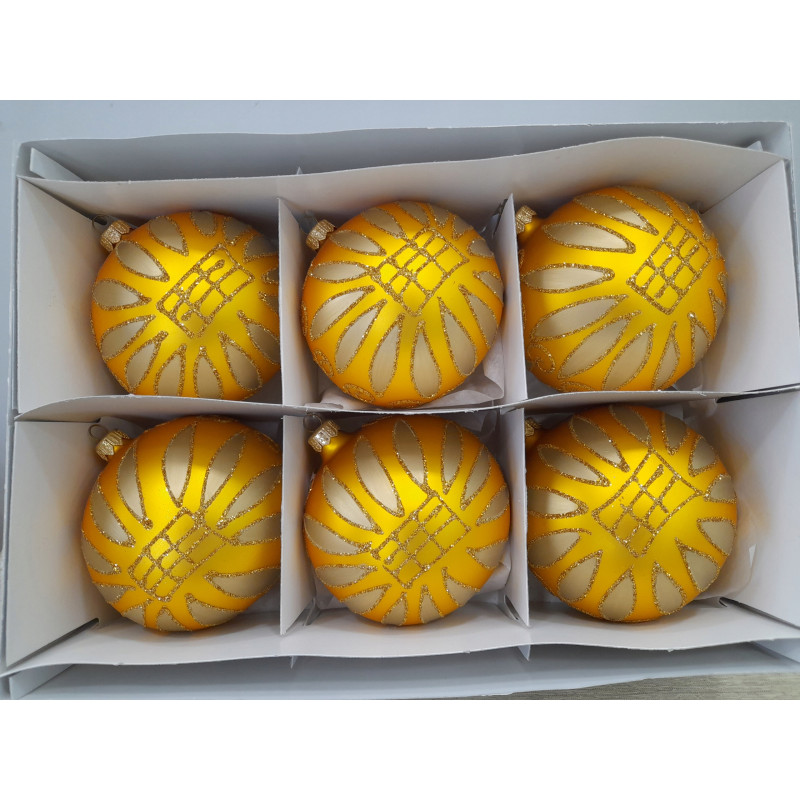 ZESTAW 6 BOMBEK CHOINKOWYCH POLSKIE SZKLANE 11 CM ZŁOTE MATOWE