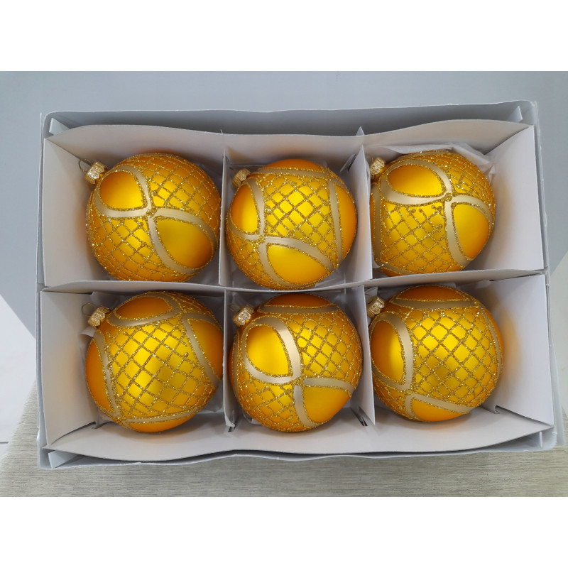 ZESTAW 6 BOMBEK CHOINKOWYCH POLSKIE SZKLANE 11 CM ZŁOTE MATOWE