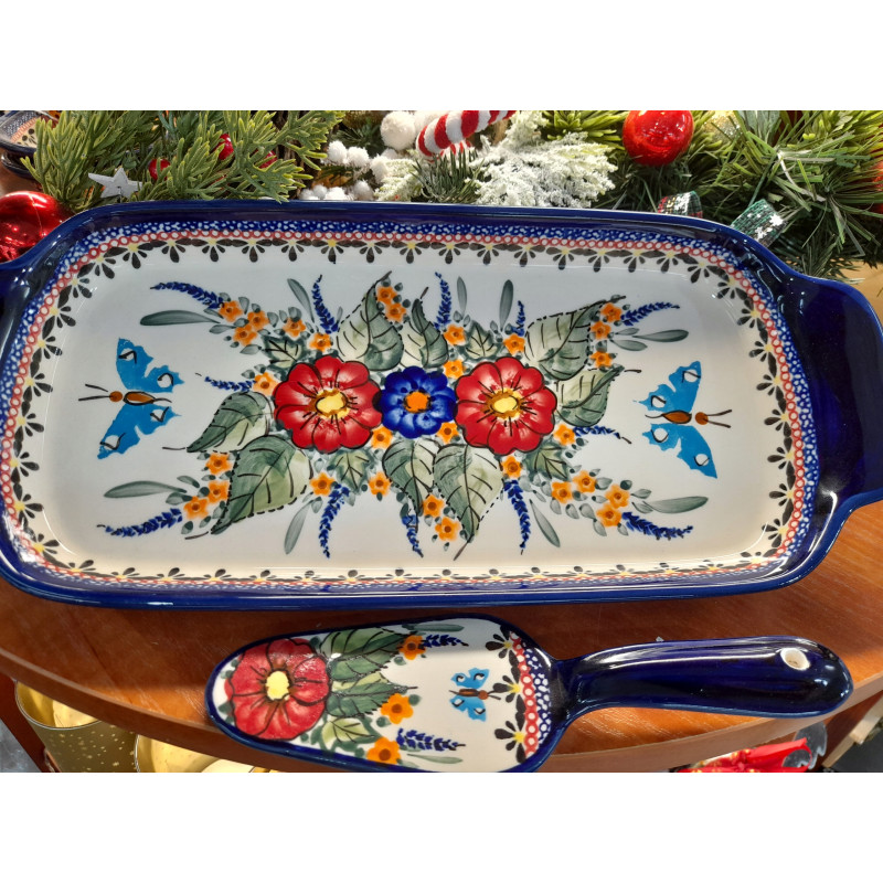 BOLESŁAWIEC TACKA PÓŁMISEK NA CIASTO z ŁOPATKĄ 1282 DEK 149 GAT 1