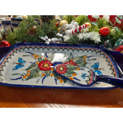 BOLESŁAWIEC TACKA PÓŁMISEK NA CIASTO z ŁOPATKĄ 1282 DEK 149 GAT 1