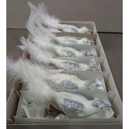 6 szt BOMBKI BAŃKI CHOINKOWE SZKLANE PTASZKI POLSKIE RĘCZNIE ROBIONE