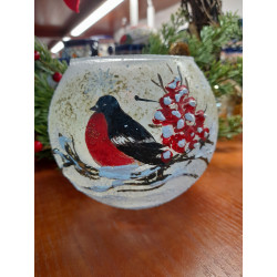 SZKLANY LAMPION 11CM ŚWIECZNIK KULA GILE GIL RĘCZNIE ZDOBIONY PRODUKT PL