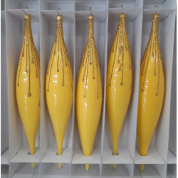 ZESTAW 5 SOPLI SOPEL SOPLE POLSKIE SZKLANE ŻÓŁTE MATOWE 19 CM