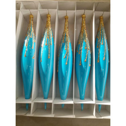 ZESTAW 5 SZTUK SOPLI 19 CM BOMBKI SOPLE NIEBIESKIE POŁYSK BROKAT POLSKIE
