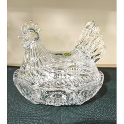 BOHEMIA KRYSZTAŁOWA KURA Z POKRYWĄ BOMBONIERKA 215X19CM