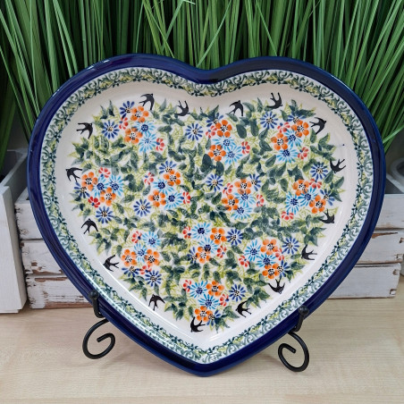 BOLESŁAWIEC TALERZ TACKA PÓŁMISEK DO ZAPIEKANIA SERCE 1254 DEK 182