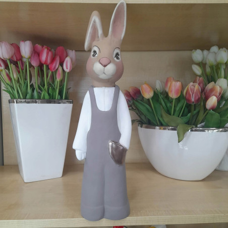 FIGURKA ZAJĄC CERAMIKA 44 CM PAN ZAJĄC WIELKANOC BRĄZ