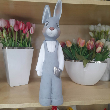 FIGURKA ZAJĄC CERAMIKA 44 CM PAN ZAJĄC WIELKANOC SZARY