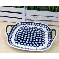 BOLESŁAWIEC ZESTAW DESEROWY TALERZE Z TACĄ Z USZAMI 6 OSÓB 7 EL 1334 DEK 8