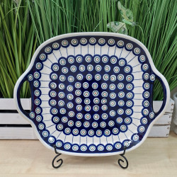 BOLESŁAWIEC ZESTAW DESEROWY TALERZE Z TACĄ Z USZAMI 6 OSÓB 7 EL 1334 DEK 8