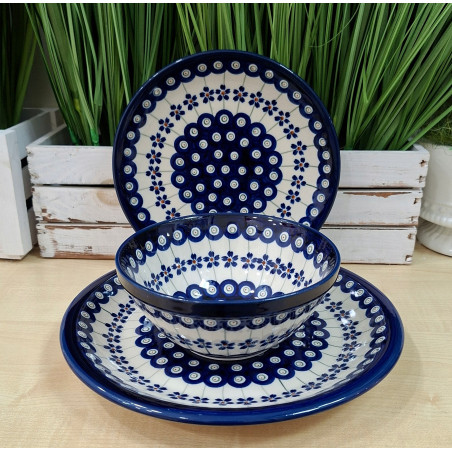 BOLESŁAWIEC SERWIS OBIADOWY 6 OSÓB ZESTAW TALERZY Z MISKAMI 18 EL DEK 166