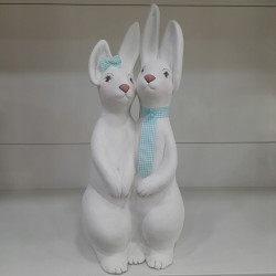 DUŻA PARA ZAJĄCZKÓW FIGURKA wielkanocna WIOSENNA 50 cm CERAMICZNA