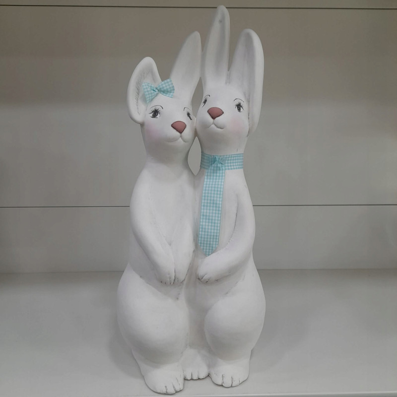 DUŻA PARA ZAJĄCZKÓW FIGURKA wielkanocna WIOSENNA 50 cm CERAMICZNA