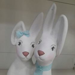 DUŻA PARA ZAJĄCZKÓW FIGURKA wielkanocna WIOSENNA 50 cm CERAMICZNA