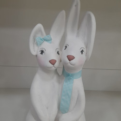 DUŻA PARA ZAJĄCZKÓW FIGURKA wielkanocna WIOSENNA 50 cm CERAMICZNA