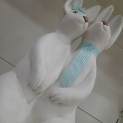 DUŻA PARA ZAJĄCZKÓW FIGURKA wielkanocna WIOSENNA 50 cm CERAMICZNA