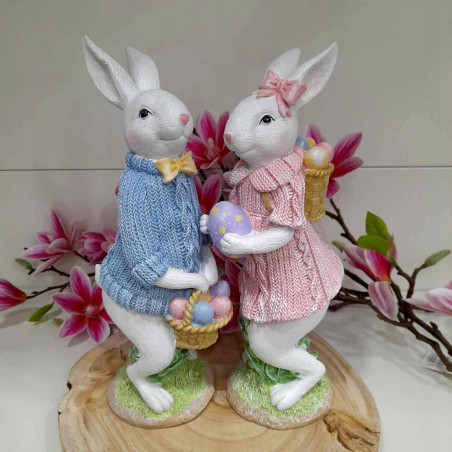 PARA ZAJĄCZKÓW Figurka wielkanocne ZAJĄCZEK DEKORACJA 26 cm