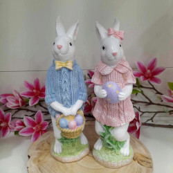 PARA ZAJĄCZKÓW Figurka wielkanocne ZAJĄCZEK DEKORACJA 26 cm