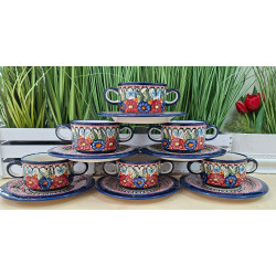 BOLESŁAWIEC ZESTAW 6 BULIONÓWEK ZE SPODKAMI 260 ML 900908 DEK 149 GAT 1