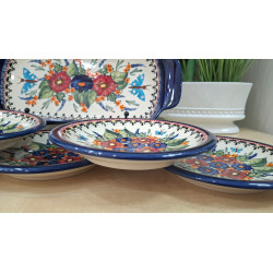 BOLESŁAWIEC ZESTAW DO CIASTA TALERZYKI 175 CM TACA 6 OSÓB 7 EL DEK 149