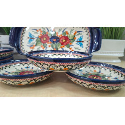 BOLESŁAWIEC ZESTAW DO CIASTA TACA TALERZYKI 158 CM 6 OSÓB 7 EL DEK 149