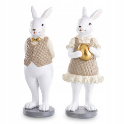 Zajączek w beżowych ubrankach  chłopczyk 15 cm