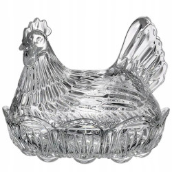 Bomboniera kryształ Kura Bohemia KOKOSZKA SALATERKA Z POKRYWKĄ