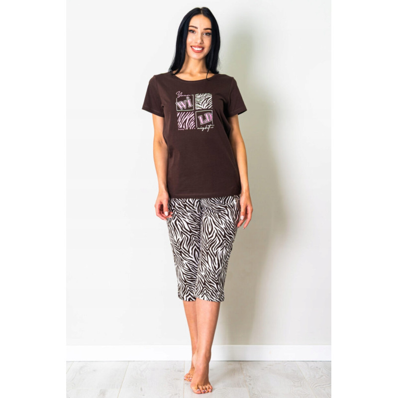 Muzzy Nightwear piżama damska WILD bawełna 34 beżowy rozmiar L