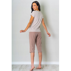 Muzzy Nightwear piżama damska bawełna 34 beżowy rozmiar L