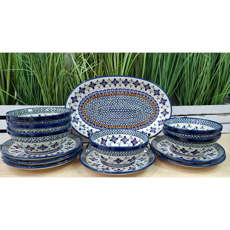 BOLESŁAWIEC ZESTAW ŚNIADANIOWY CODZIENNY PÓŁMISEK TALERZE MISKI 6 OS DEK 60