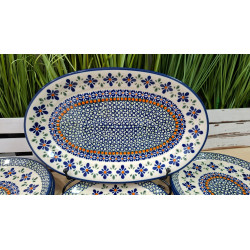 BOLESŁAWIEC ZESTAW DESEROWY DO CIASTA PÓŁMISEK  TALERZE 6 osób 8 el DEK 60