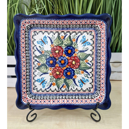 BOLESŁAWIEC TALERZ DUŻY PÓŁMISEK NA CIASTO HERBATNIK 24 CM 1570 DEK 149