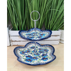 BOLESŁAWIEC PATERA NA CIASTO DWUPIĘTROWA KWIATY PT1A DEK 277