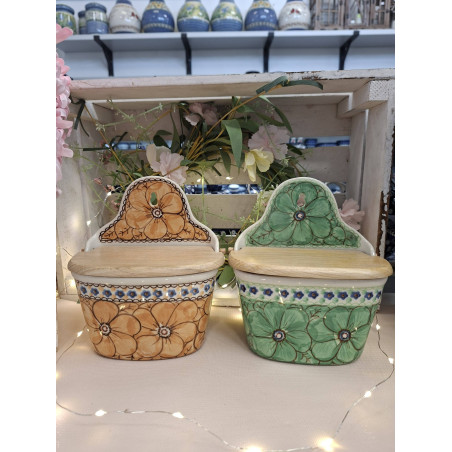 CERAMIKA ARTYSTYCZNA BOLESŁAWIEC POJEMNIK WISZĄCY NA SÓL POMARAŃCZOWY