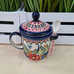 BOLESŁAWIEC ZESTAW KUBEK DO ZIÓŁ Z ŁYŻECZKĄ 270 ml 9004 DEK 149