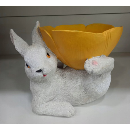 Figurka ozdoba wielkanocna Zajączek PATERA kwiatek OSŁONKA 20 cm